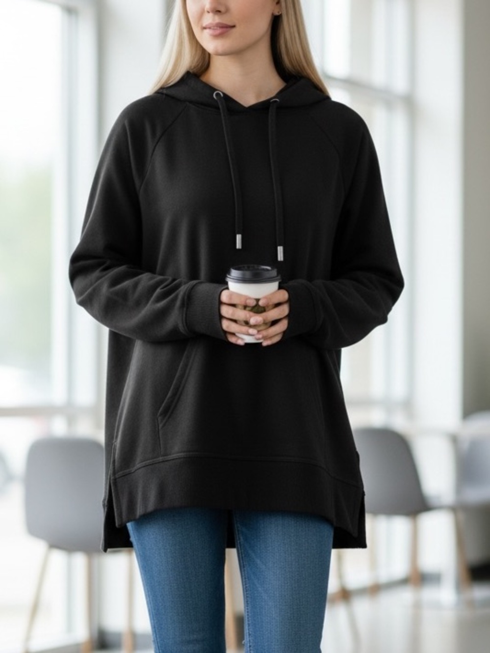 Athletic Works Long Sleeves Pullover Hoodie Black Size 20